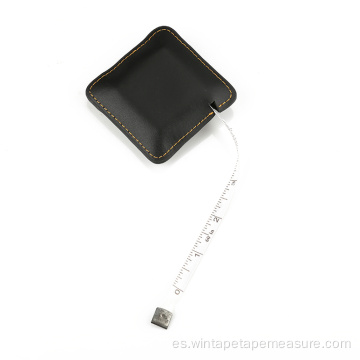 Mini cinta métrica de cuero cuadrada portátil